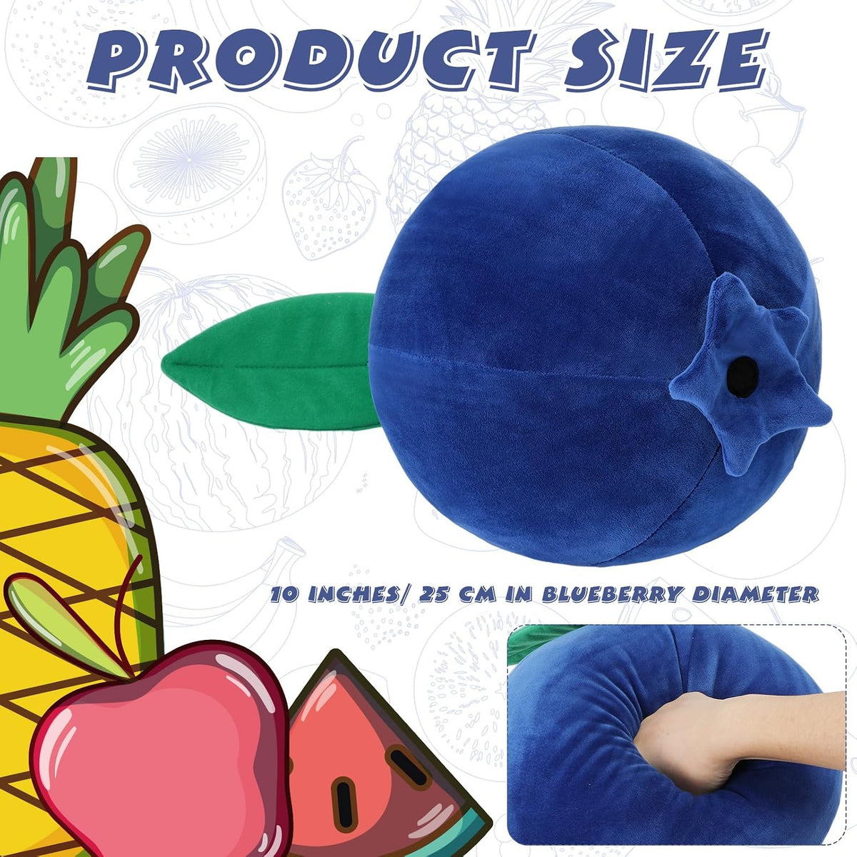 Beeveer 2 Pcs Blueberry Cute Plush Pillow, Kawaii Fruit Shaped Pillow