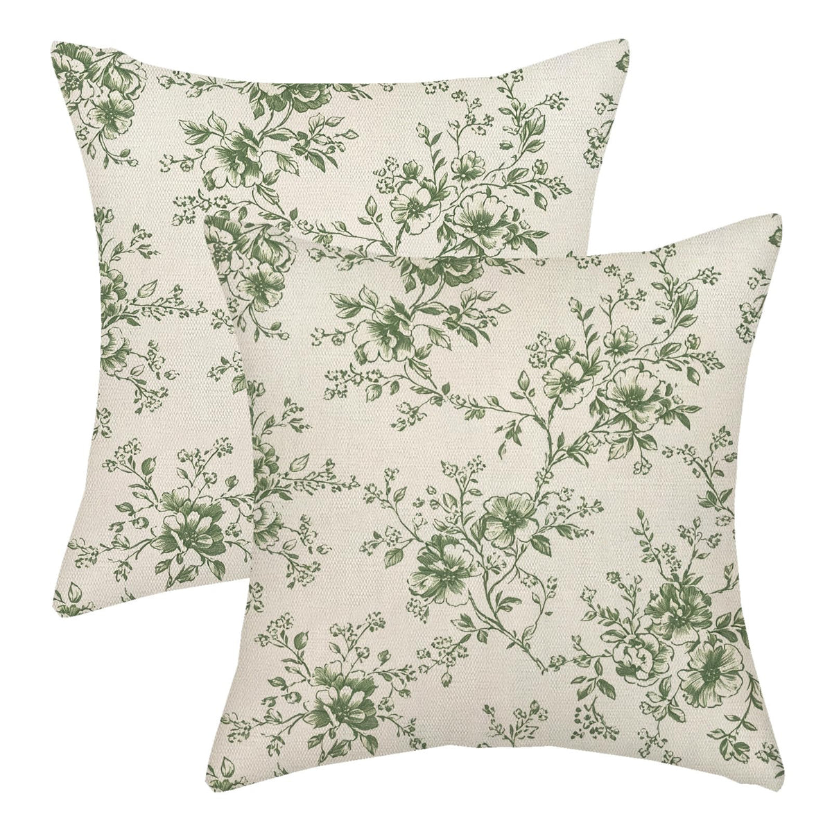 Chinoiserie Pillow Covers 18x18 Set of 2 Blue Green Bird Floral Throw Pillows Vintage Blue Flowers Decorations Outdoor Pillowcase Chinoiserie Decor Farmhouse Linen Cushion Case for Couch Home