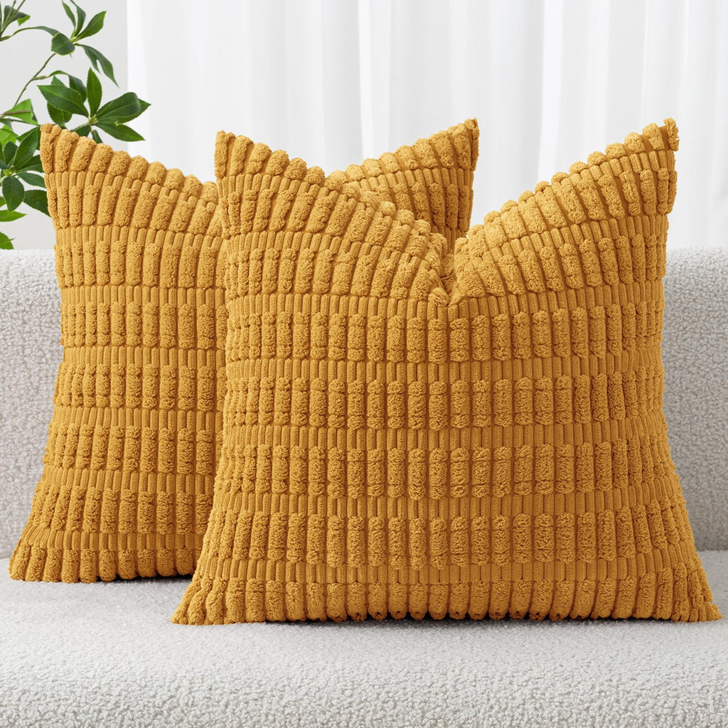 MIULEE Lumbar Corduroy Decorative Throw Pillow Covers 12x20 Cream White
