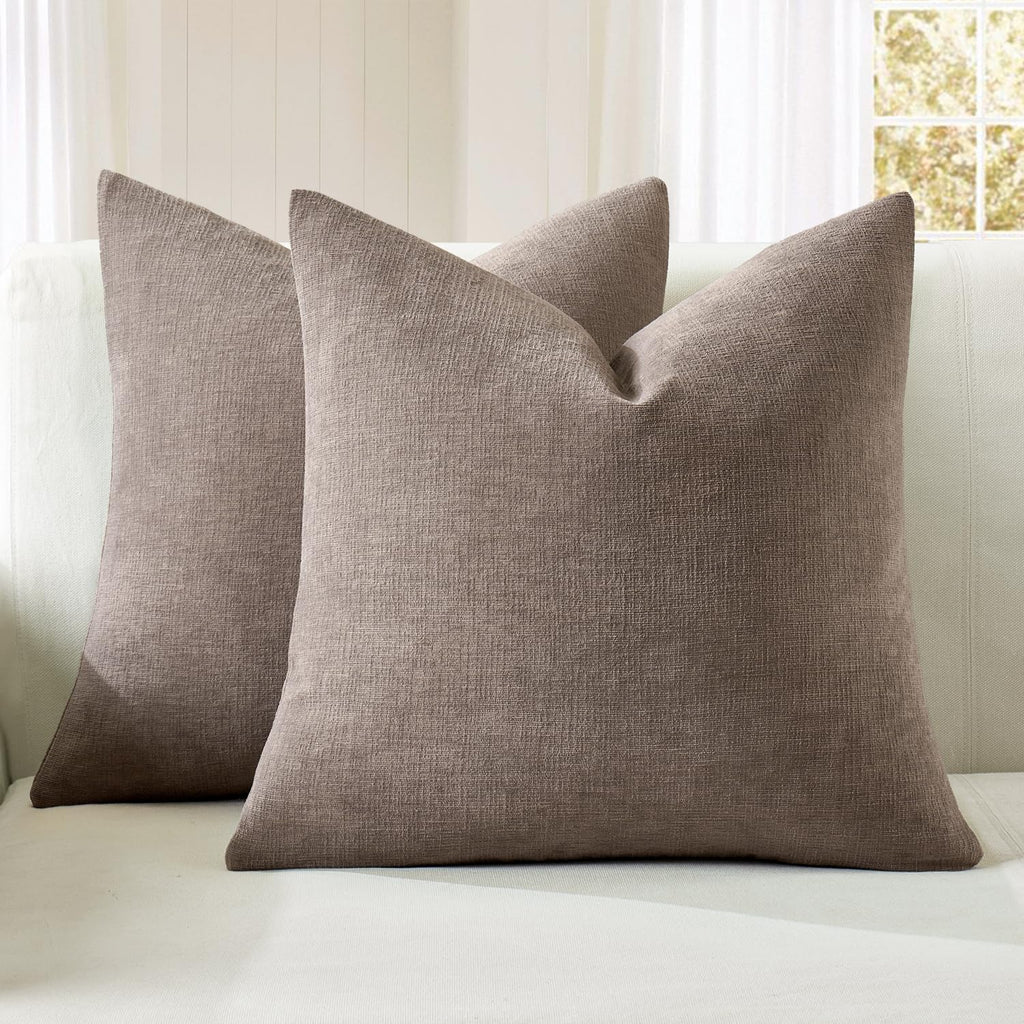MIULEE Olive Green Chenille Couch Throw Pillow Covers, 18x18