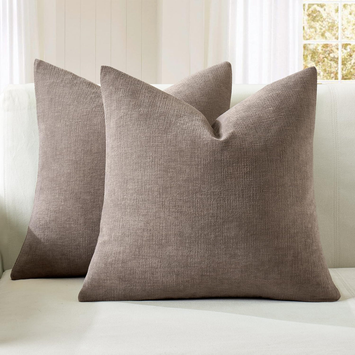 MIULEE Olive Green Chenille Couch Throw Pillow Covers, 18x18