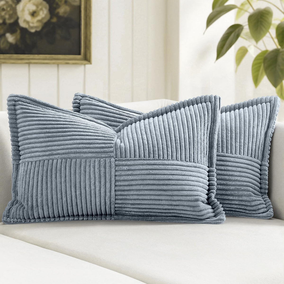 MIULEE Decorative Throw Pillow Covers for Couch 18x18 Inch Beige 2 Pack