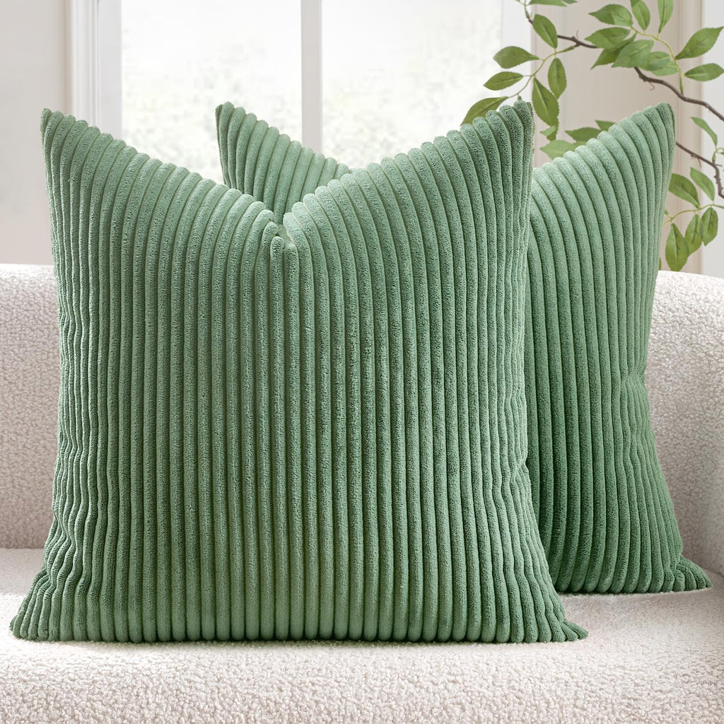MIULEE Fall Decorative Corduroy Throw Pillow Covers Set of 2 20x20 Orange