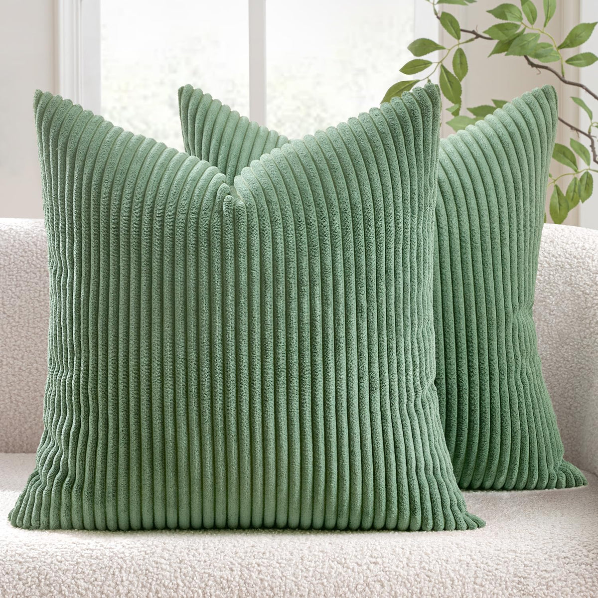 MIULEE Fall Decorative Corduroy Throw Pillow Covers Set of 2 20x20 Orange