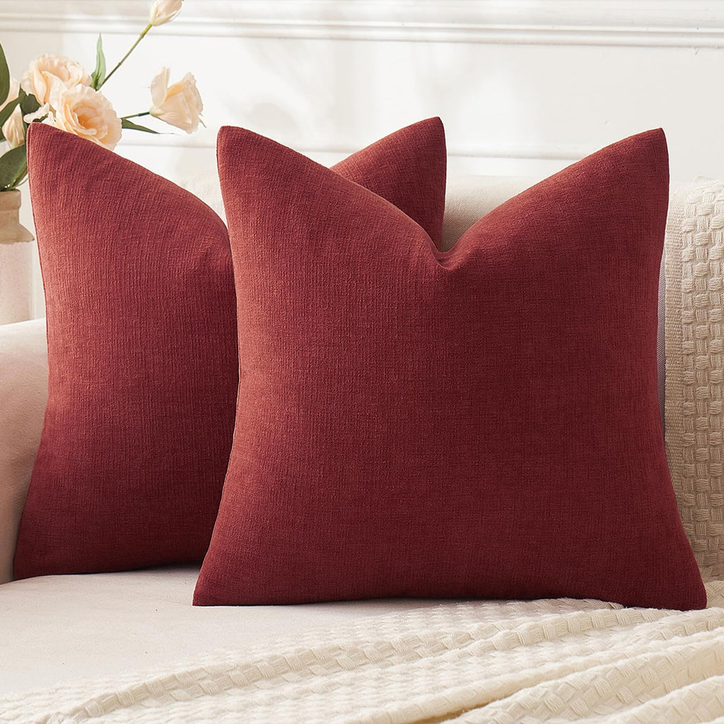 MIULEE Olive Green Chenille Couch Throw Pillow Covers, 18x18