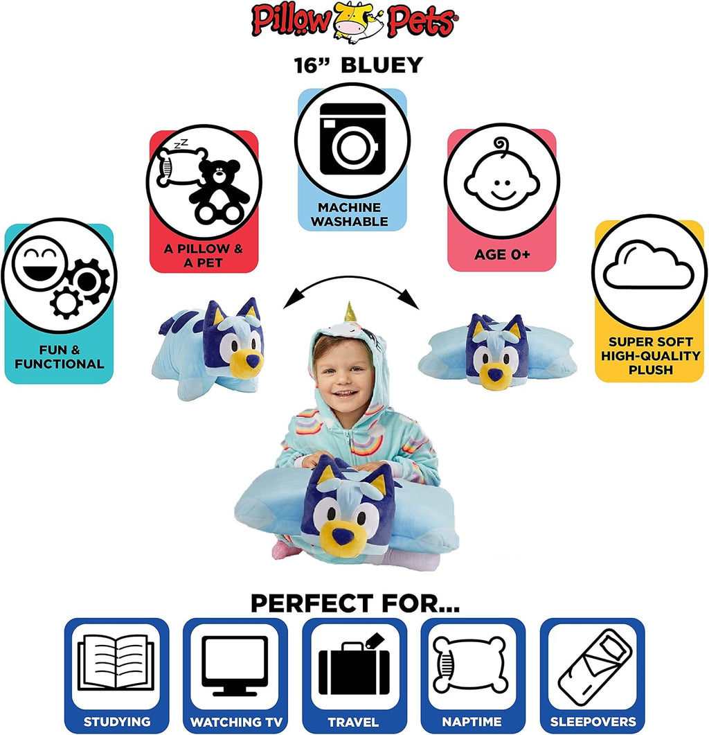 Pillow Pets BBC Studios Bluey, 16" Stuffed Animal Plush Toy