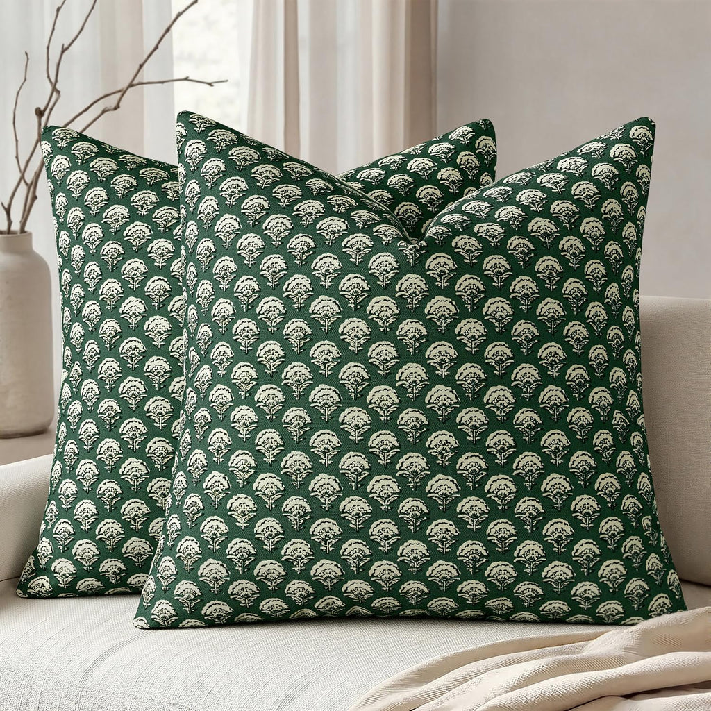 MIULEE Floral Print Decorative Pillow Covers 18x18, Light Taupe
