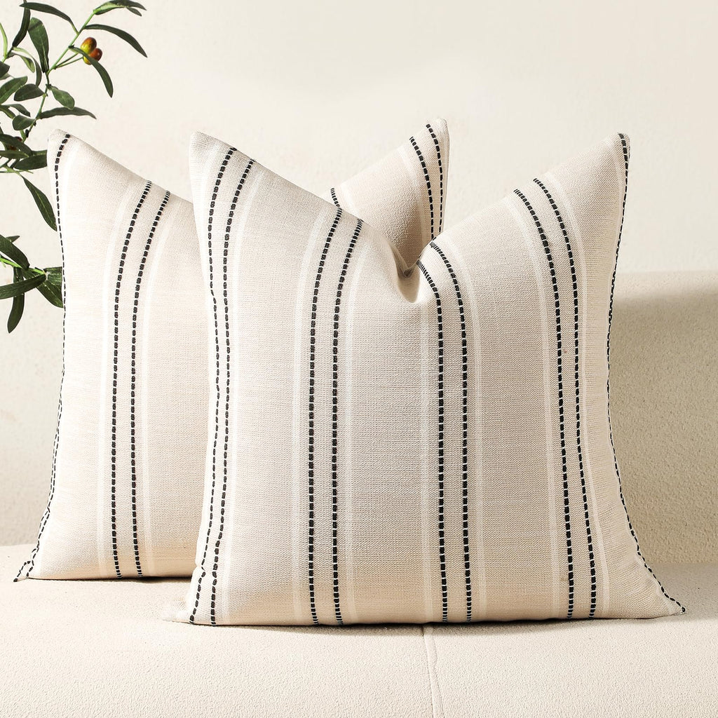 Hckot Decorative Throw Pillow Covers 20x20 Set of 2 Striped Pillow Covers