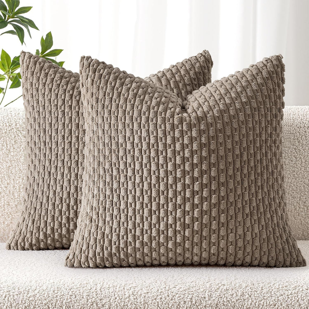 MIULEE Decorative Throw Pillow Covers 18x18 Sage Green Textured Corduroy