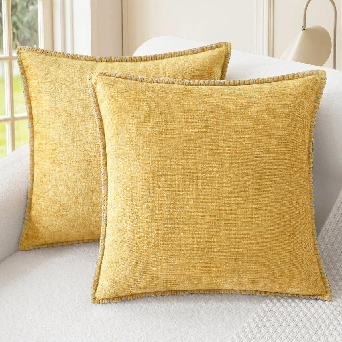 CaliTime Decorative Couch Throw Pillow Covers 20 X 12 Inches Gold