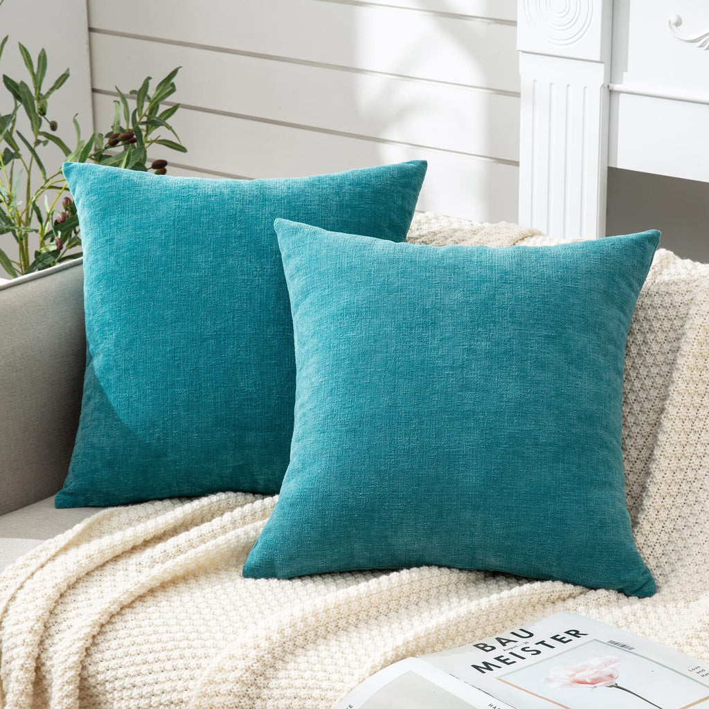 GAWAMAY Lumbar Support Pillow Decorative Rectangle Throw Pillow Covers 12"x20" Inch Set of 2, Soft Chenille Pillowcase for Living Room Bedroom Sofa Couch Cushion Cover Navy Blue 30x50cm (ONLY Covers)