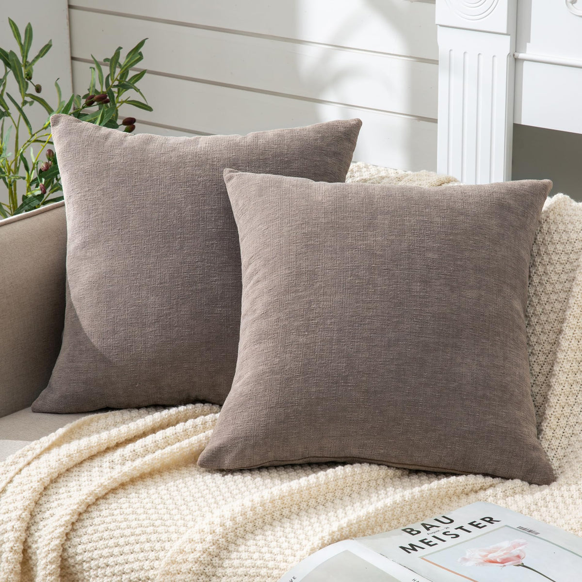 GAWAMAY Decorative Square Throw Pillow Covers 18"x18" Inch Set of 2, Super Soft Chenille Pillows Cover Fall Pillowcase for Living Room Bedroom Sofa Couch Cushion Cover Navy Blue 45x45cm (Only Covers)