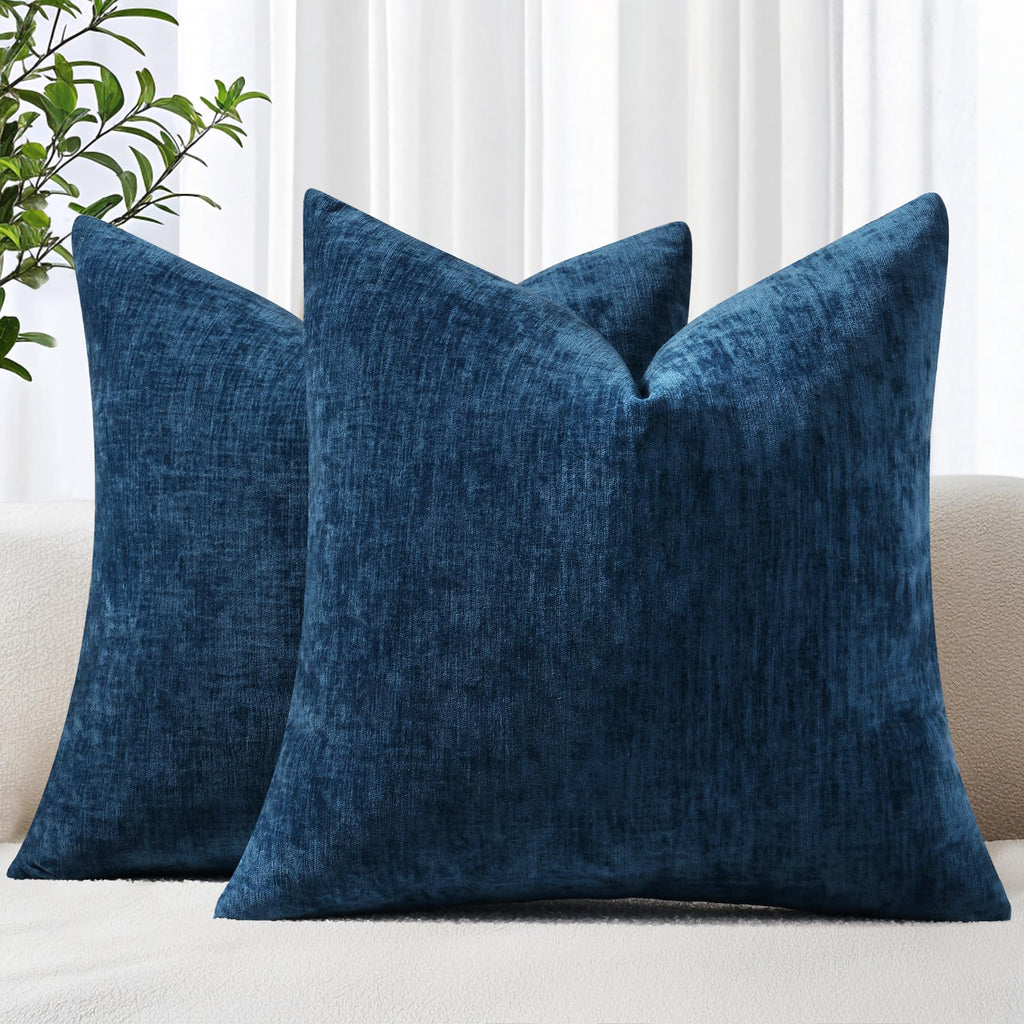 decorUhome Soft Chenille Moss Green Throw Pillow Covers 18X18 Set of 2