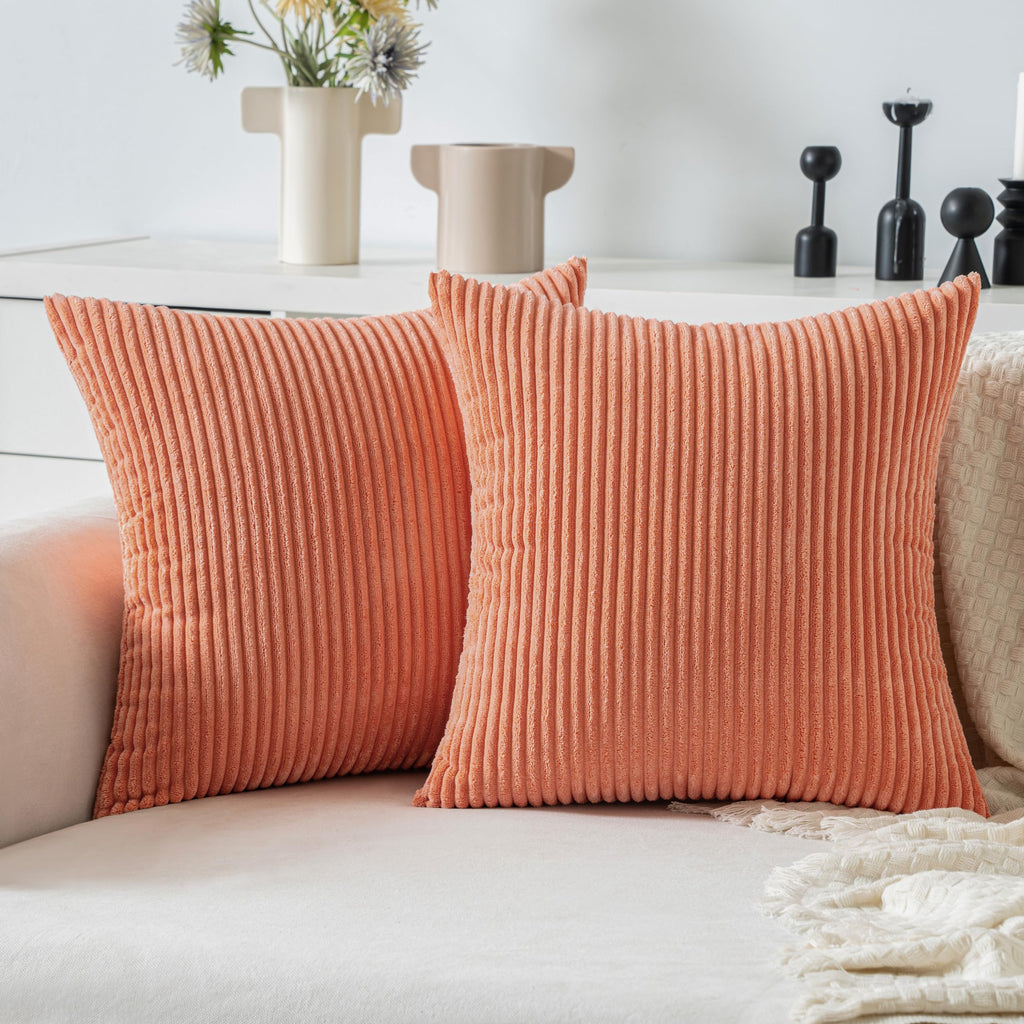MIULEE Fall Decorative Corduroy Throw Pillow Covers Set of 2 20x20 Orange