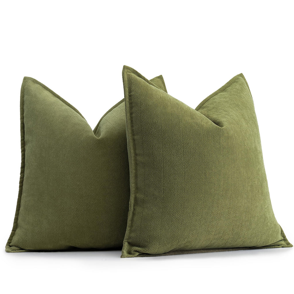 ZWJD Beige Pillow Covers 20x20 Set of 2 Chenille Throw Pillow Covers with Elegant Design Soft and Luxurious Decorative Throw Pillows for Couch, Bed, and Home Decor