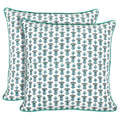 Ridhi Block Print Columbia Blue Pillow Cover 18" x 18" (Pack of 2) Decorative Couch Pillows for Living Room, Chic Boho Cute Outdoor Pillows Covers Gifts for Spring, Easter and Valentine