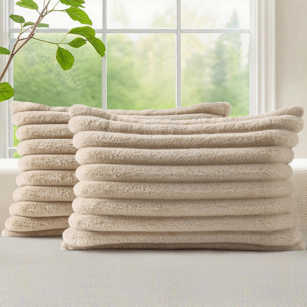 decorUhome Fall Faux Fur Throw Pillow Covers 18x18 Set of 2 Rust