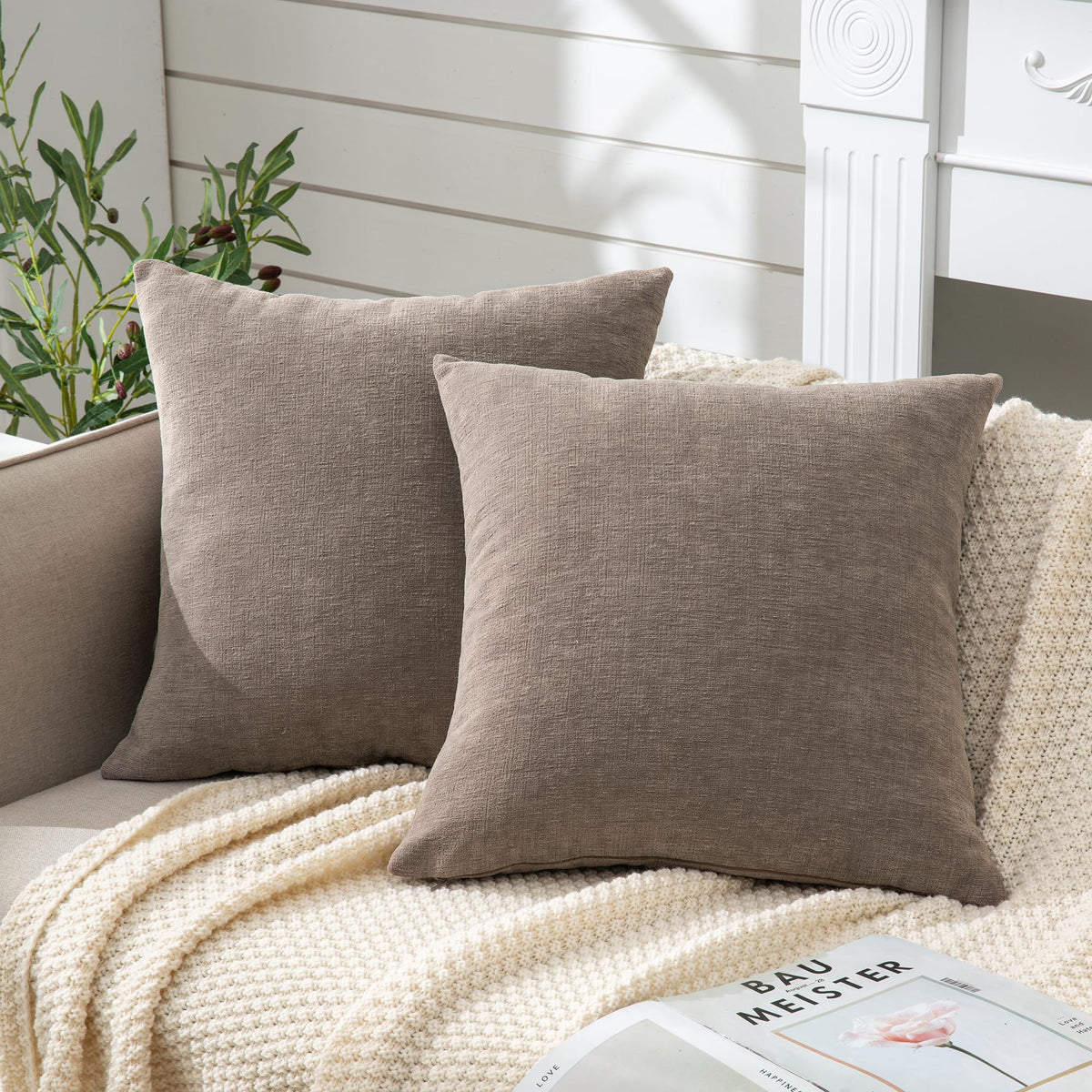 GAWAMAY Lumbar Support Pillow Decorative Rectangle Throw Pillow Covers 12"x20" Inch Set of 2, Soft Chenille Pillowcase for Living Room Bedroom Sofa Couch Cushion Cover Navy Blue 30x50cm (ONLY Covers)