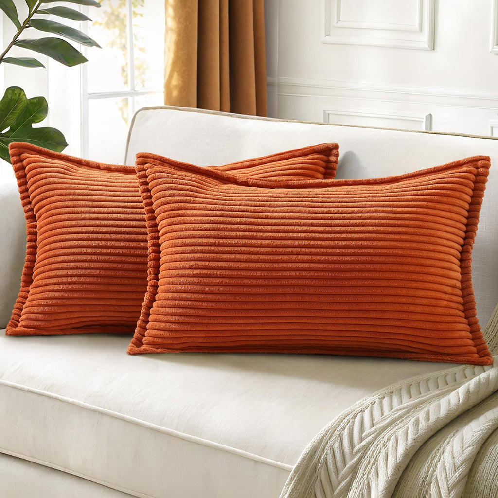 decorUhome Fall Corduroy Navy Blue Throw Pillow Covers 24x24 Set of 2