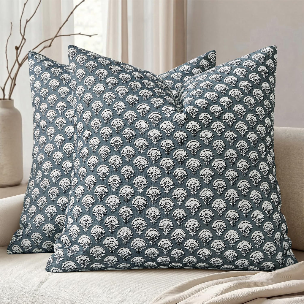 MIULEE Floral Print Decorative Pillow Covers 18x18, Light Taupe