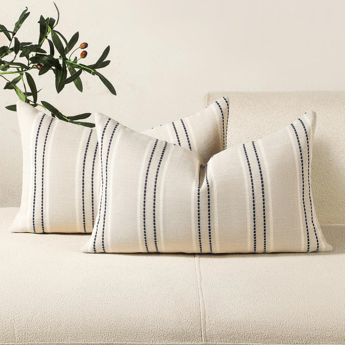 Hckot Decorative Throw Pillow Covers 20x20 Set of 2 Striped Pillow Covers
