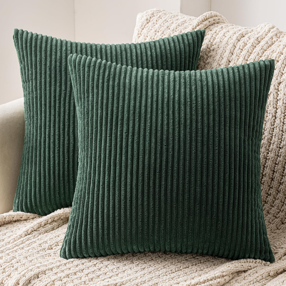 MIULEE Fall Decorative Corduroy Throw Pillow Covers Set of 2 20x20 Orange
