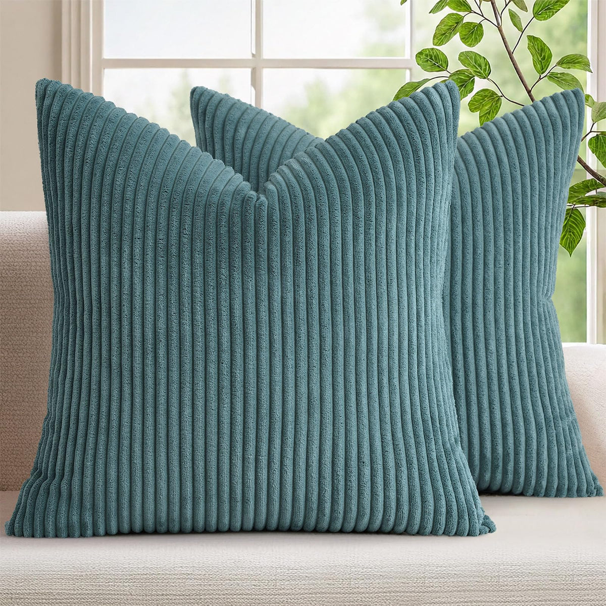 Mecatny Corduroy Fall Throw Pillow Covers 20x20 Set of 2 Mustard Yellow