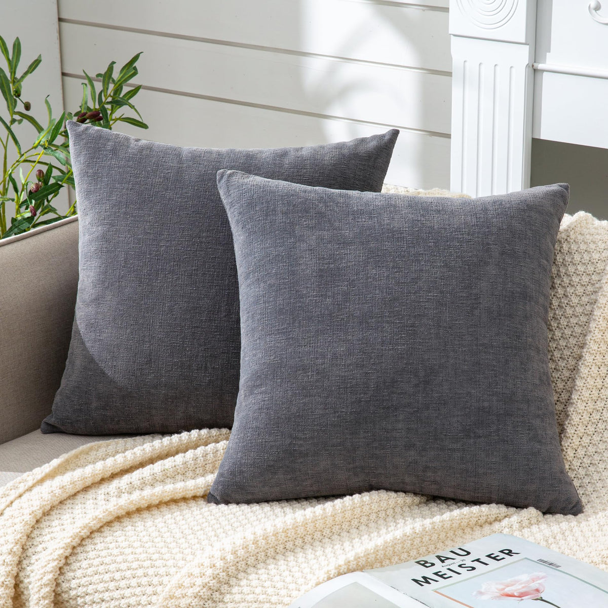 GAWAMAY Lumbar Support Pillow Decorative Rectangle Throw Pillow Covers 12"x20" Inch Set of 2, Soft Chenille Pillowcase for Living Room Bedroom Sofa Couch Cushion Cover Navy Blue 30x50cm (ONLY Covers)