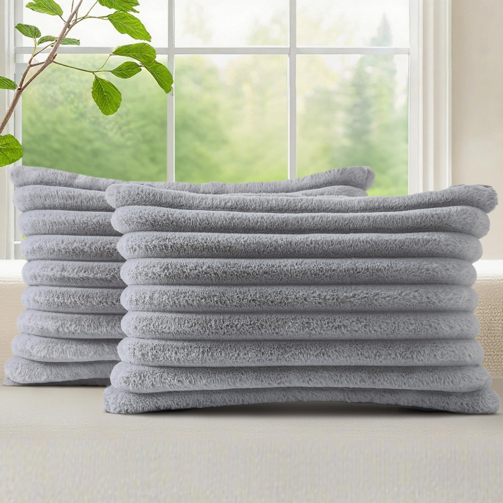 decorUhome Fall Faux Fur Throw Pillow Covers 18x18 Set of 2 Rust