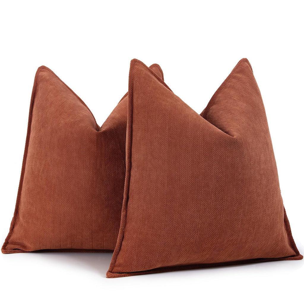 ZWJD Beige Pillow Covers 20x20 Set of 2 Chenille Throw Pillow Covers with Elegant Design Soft and Luxurious Decorative Throw Pillows for Couch, Bed, and Home Decor