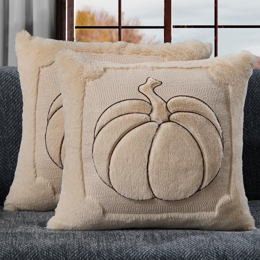 Allorry Fall Pillow Covers 18x18 2 Pack Beige Pumpkin Home Decor PT010A18
