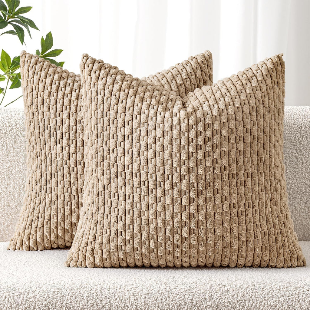 MIULEE Decorative Throw Pillow Covers 18x18 Sage Green Textured Corduroy