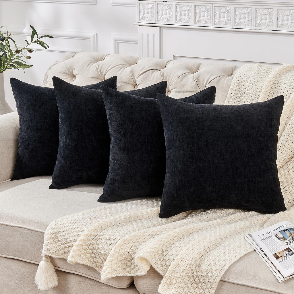 GAWAMAY Lumbar Support Pillow Decorative Rectangle Throw Pillow Covers 12"x20" Inch Set of 2, Soft Chenille Pillowcase for Living Room Bedroom Sofa Couch Cushion Cover Navy Blue 30x50cm (ONLY Covers)