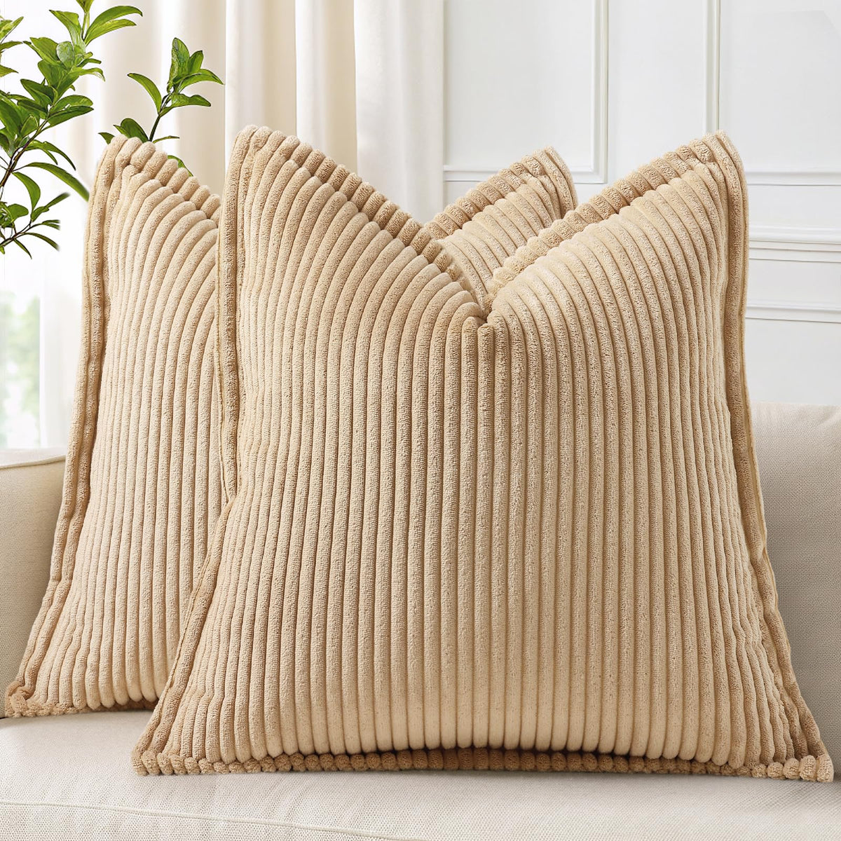 decorUhome Fall Corduroy Navy Blue Throw Pillow Covers 24x24 Set of 2