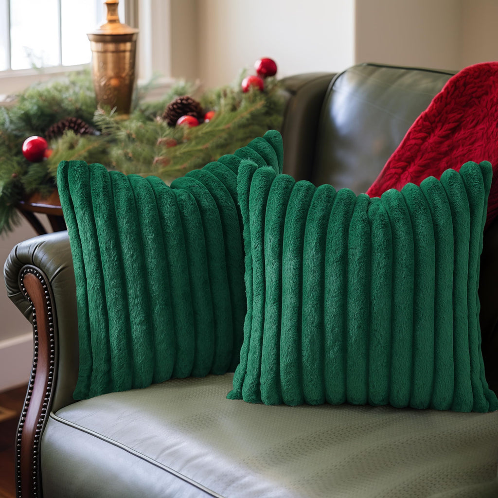 Pallene Faux Fur Decorative Throw Pillow Covers 18x18 Set of 2, Cream White