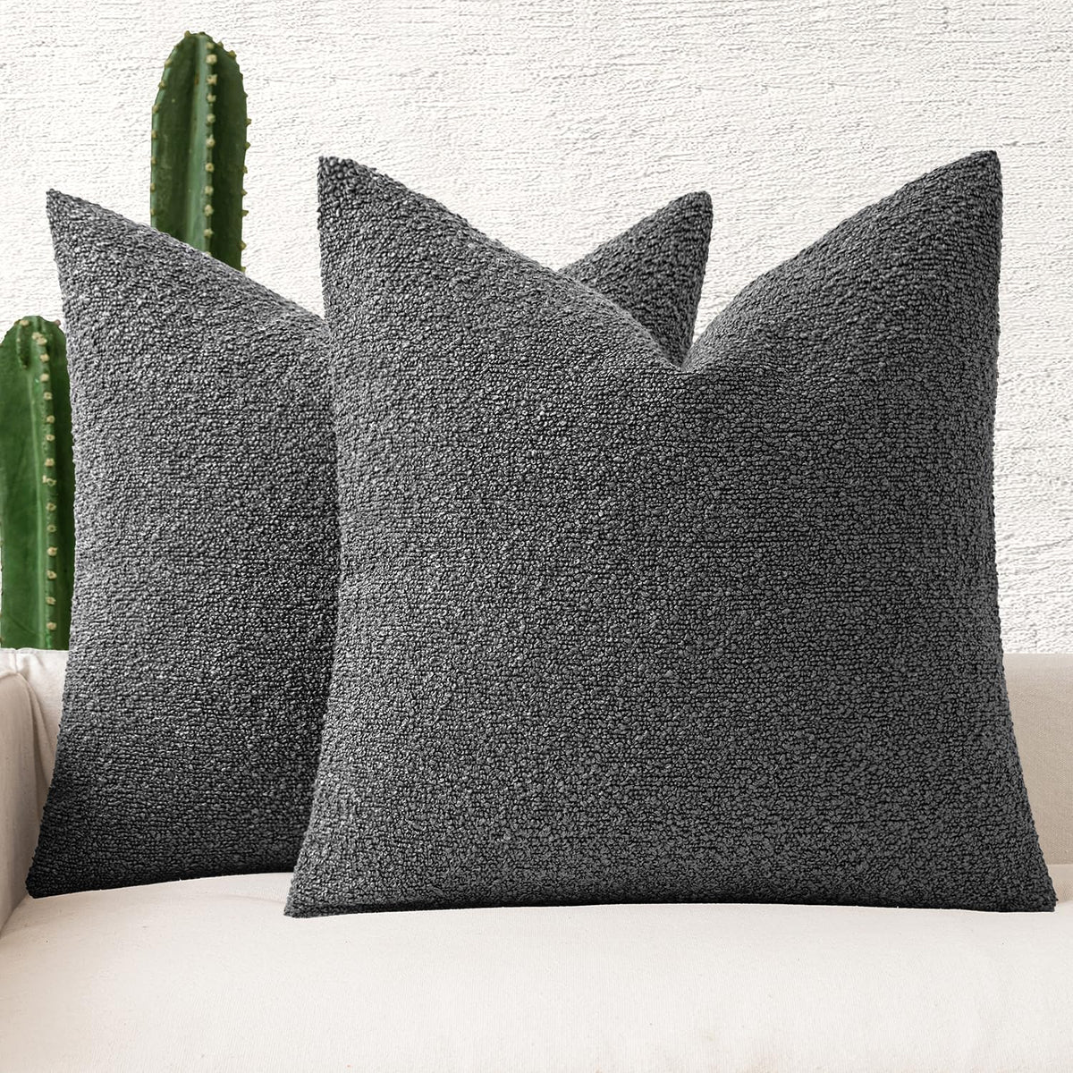 MIULEE 20x20 Decorative Boucle Couch Pillow Covers Beige