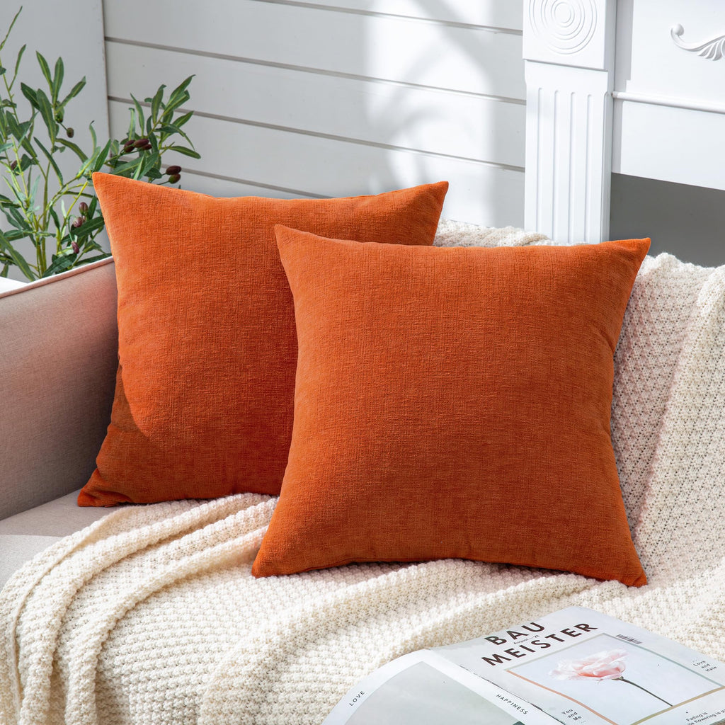 GAWAMAY Decorative Square Throw Pillow Covers 18"x18" Inch Set of 2, Super Soft Chenille Pillows Cover Fall Pillowcase for Living Room Bedroom Sofa Couch Cushion Cover Navy Blue 45x45cm (Only Covers)
