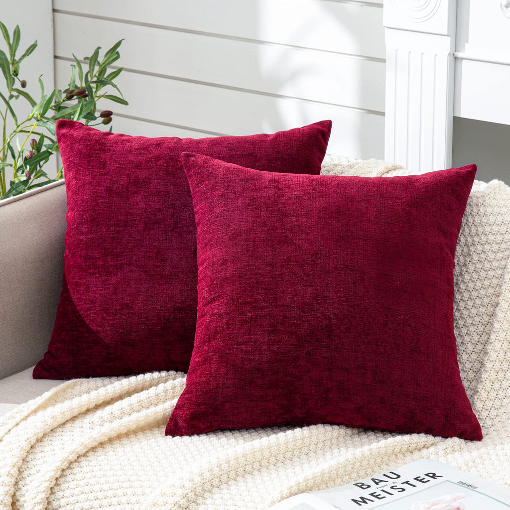 GAWAMAY Decorative Square Throw Pillow Covers 18"x18" Inch Set of 2, Super Soft Chenille Pillows Cover Fall Pillowcase for Living Room Bedroom Sofa Couch Cushion Cover Navy Blue 45x45cm (Only Covers)