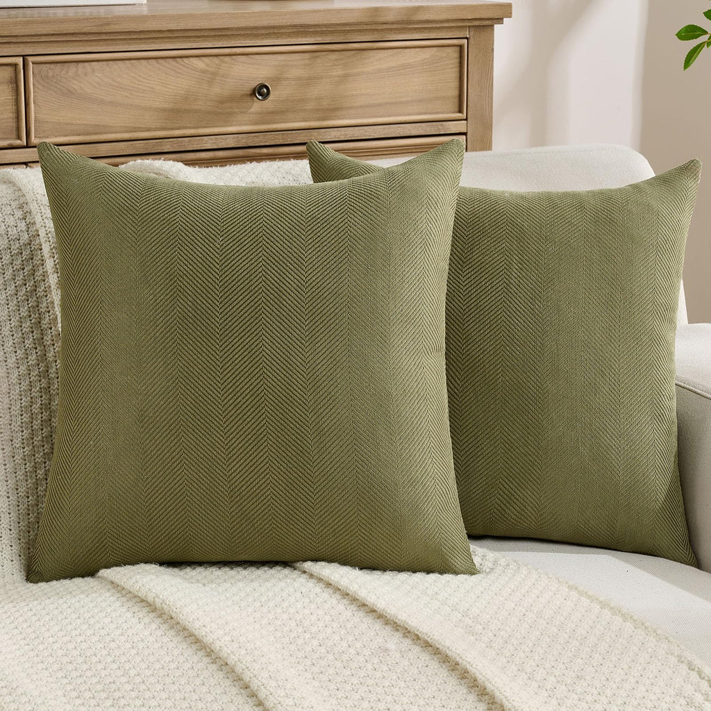 FUTEI Pack of 2 Chenille Throw Pillow Covers 18x18 Inch, Black