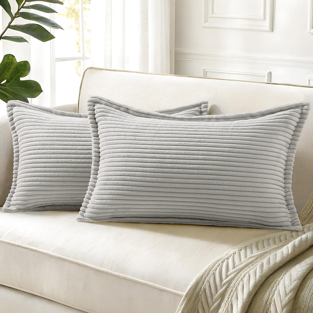 decorUhome Fall Corduroy Navy Blue Throw Pillow Covers 24x24 Set of 2