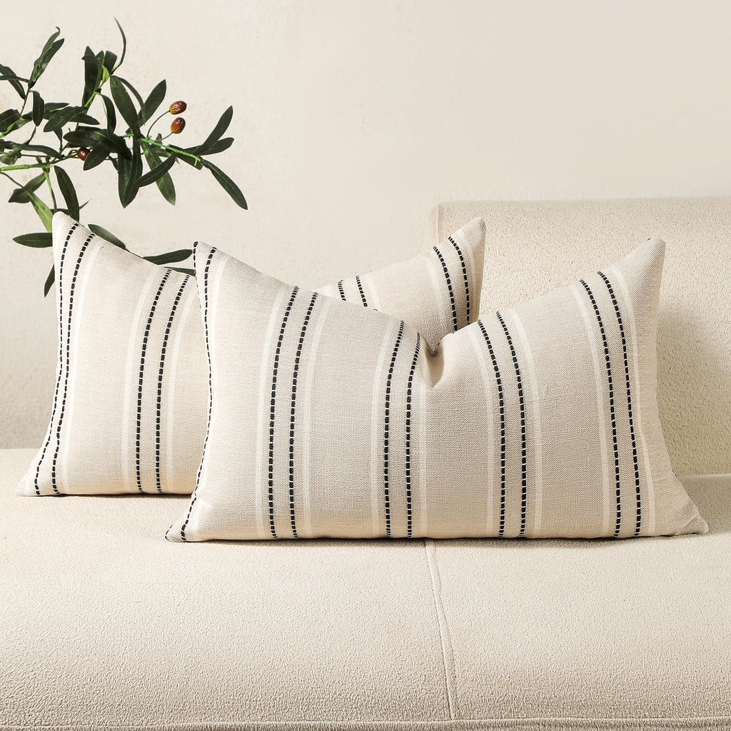 Hckot Decorative Throw Pillow Covers 20x20 Set of 2 Striped Pillow Covers