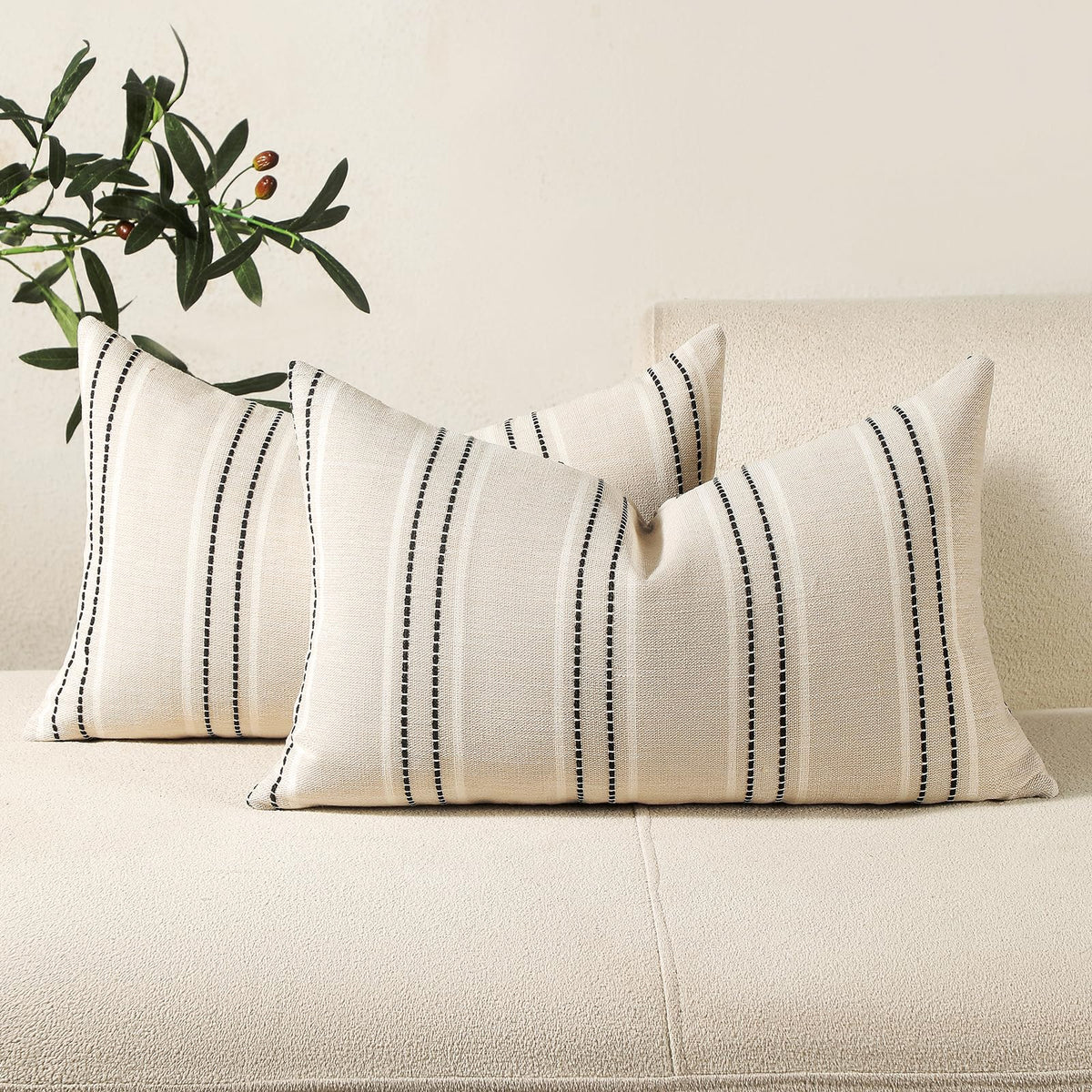 Hckot Decorative Throw Pillow Covers 20x20 Set of 2 Striped Pillow Covers