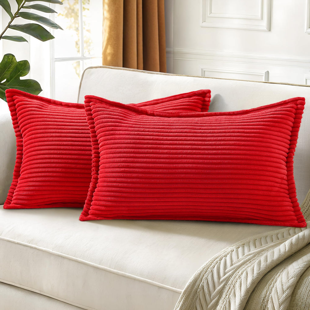 decorUhome Fall Corduroy Navy Blue Throw Pillow Covers 24x24 Set of 2