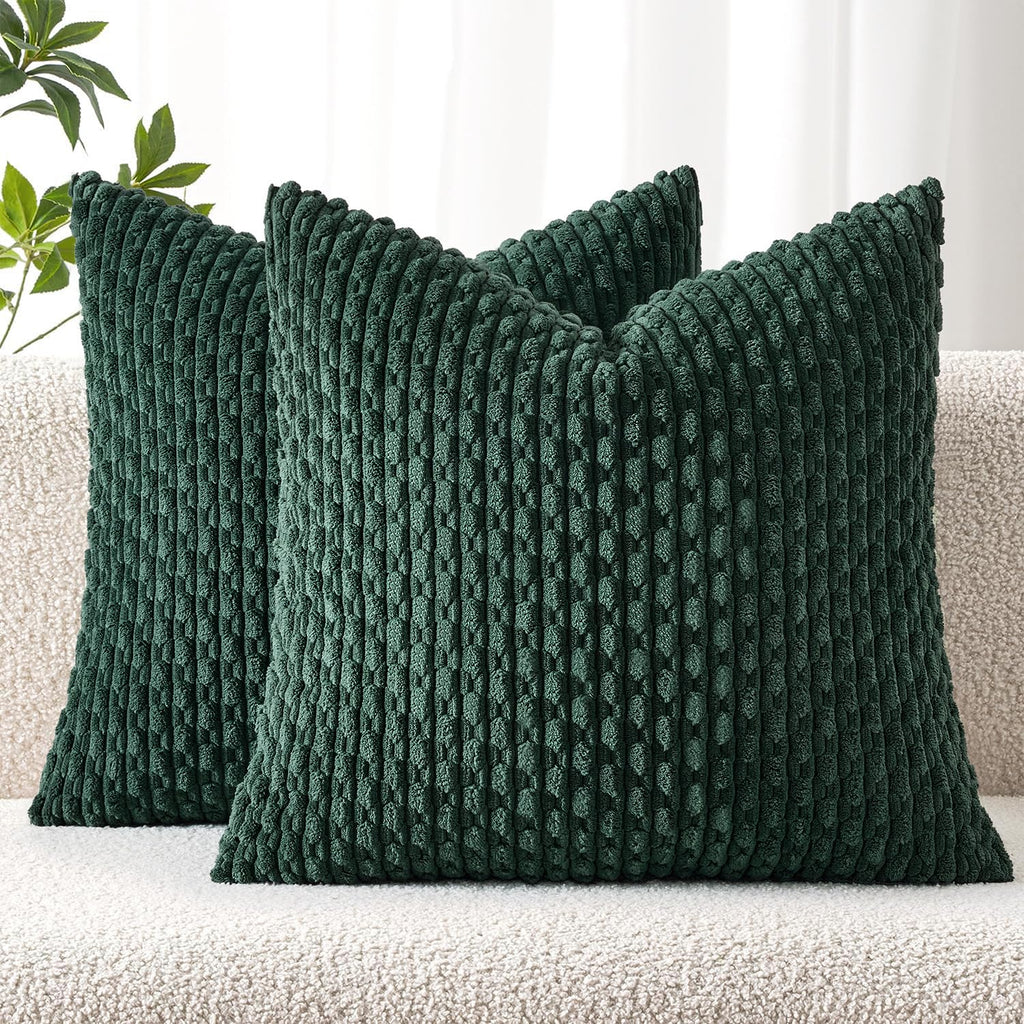 MIULEE Decorative Throw Pillow Covers 18x18 Sage Green Textured Corduroy