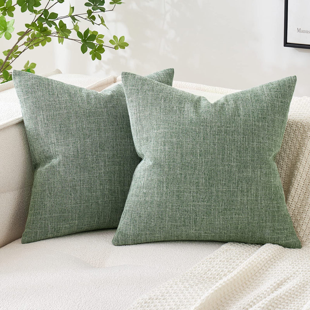 MIULEE Pack of 2 Linen Textured Pillow Covers, 18x18 Inch Light Blue