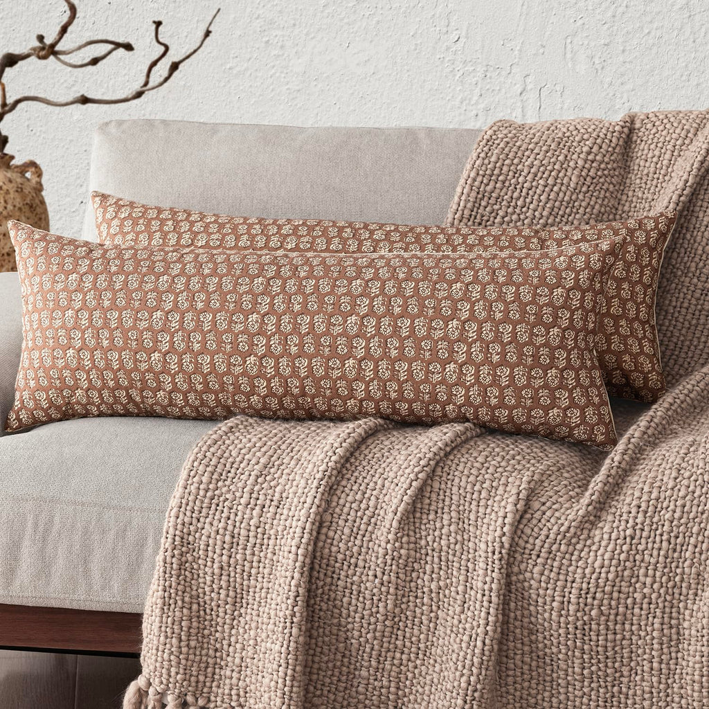 Foindtower Decorative Floral Print Throw Pillow Covers 20×20 Inch,Tan Taupe