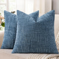 decorUhome Textured Chenille Throw Pillow Covers 18x18 Set of 2 Cream White