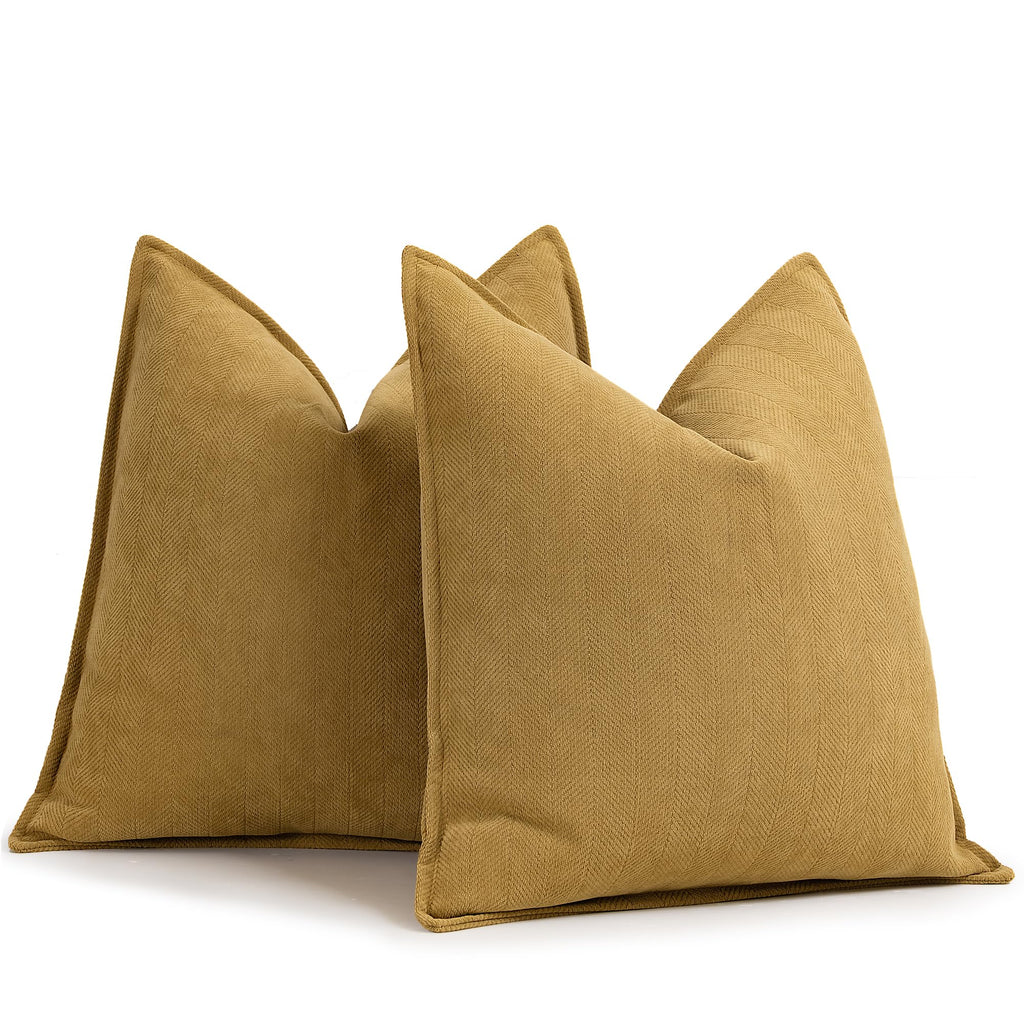 ZWJD Beige Pillow Covers 20x20 Set of 2 Chenille Throw Pillow Covers with Elegant Design Soft and Luxurious Decorative Throw Pillows for Couch, Bed, and Home Decor