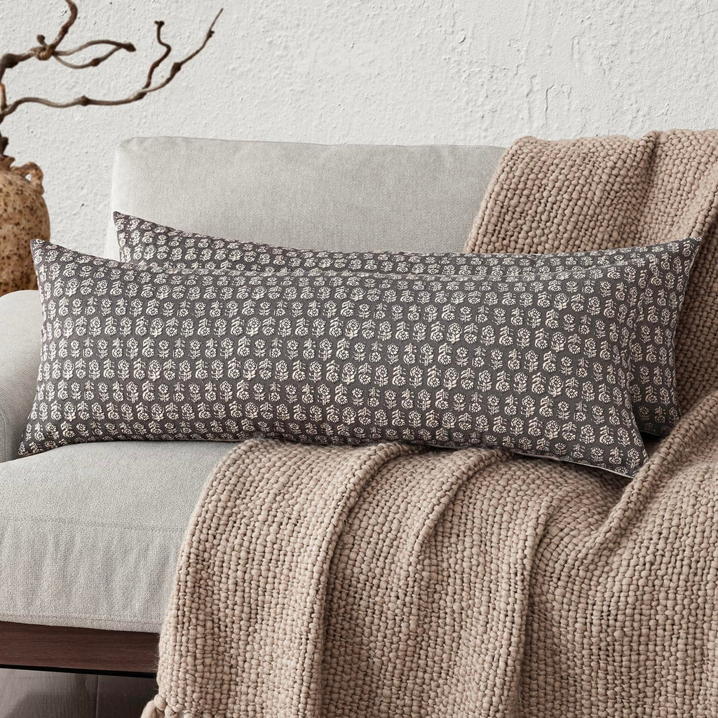 Foindtower Decorative Floral Print Throw Pillow Covers 20×20 Inch,Tan Taupe