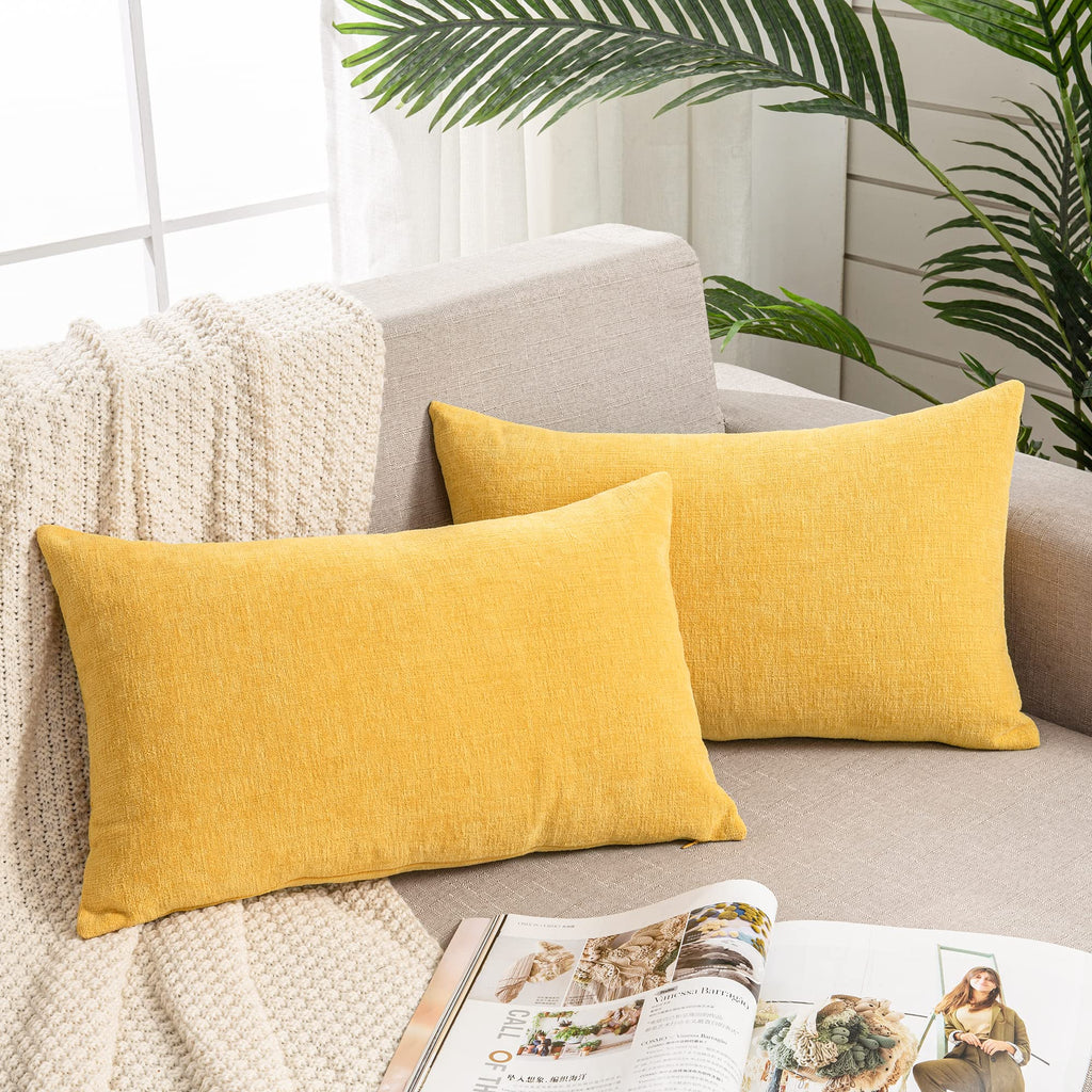 GAWAMAY Decorative Square Throw Pillow Covers 18"x18" Inch Set of 2, Super Soft Chenille Pillows Cover Fall Pillowcase for Living Room Bedroom Sofa Couch Cushion Cover Navy Blue 45x45cm (Only Covers)